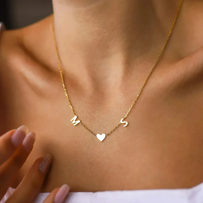 Couple Initial Tiny Alphabet Necklace For Women